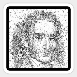 PAGANINI black and white pencil portrait .1 Sticker